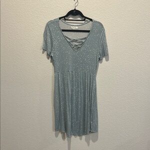 Stylish Blue Dress with Crisscross Neckline